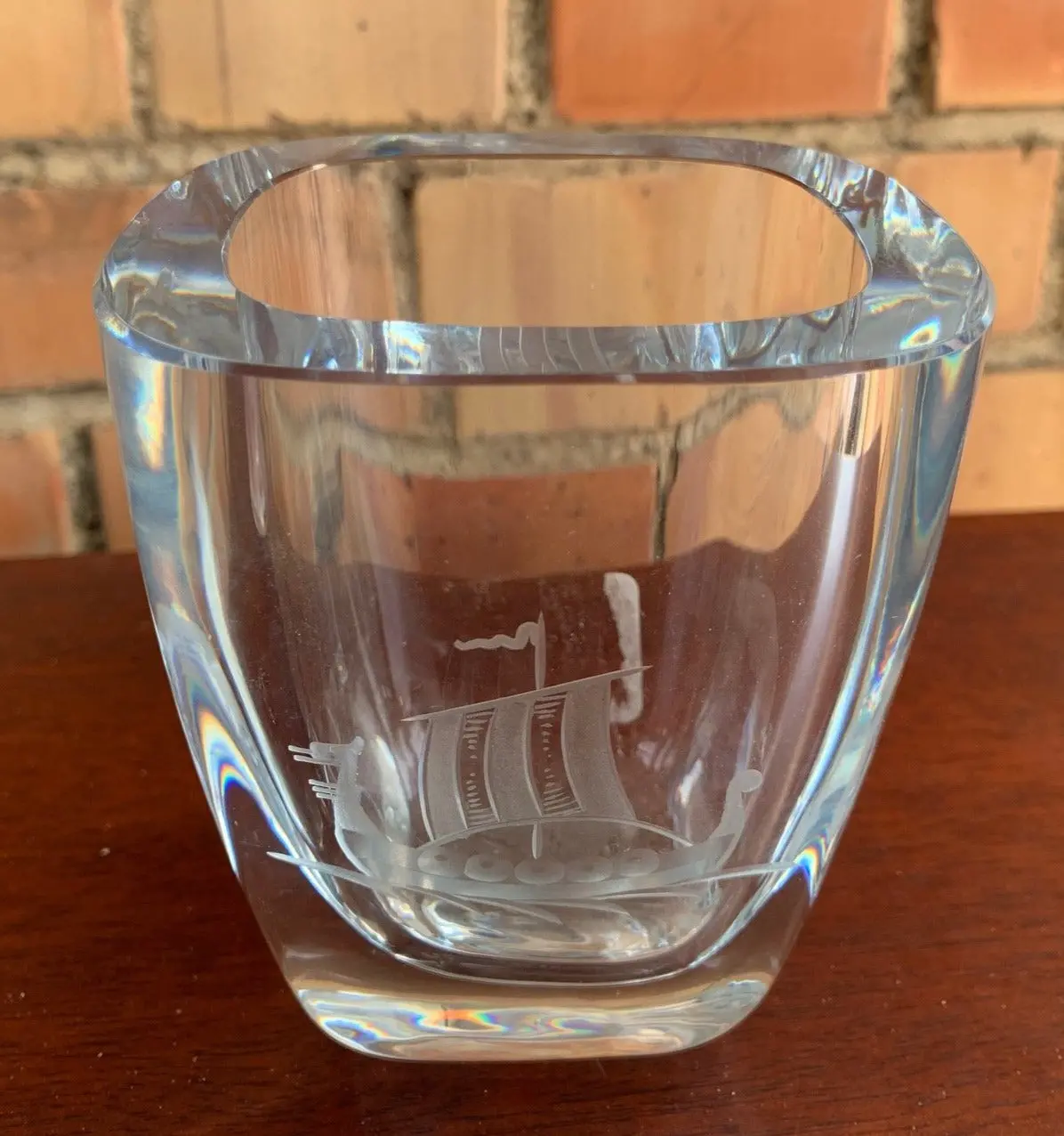 Small Crystal Vase With Viking Ship 1