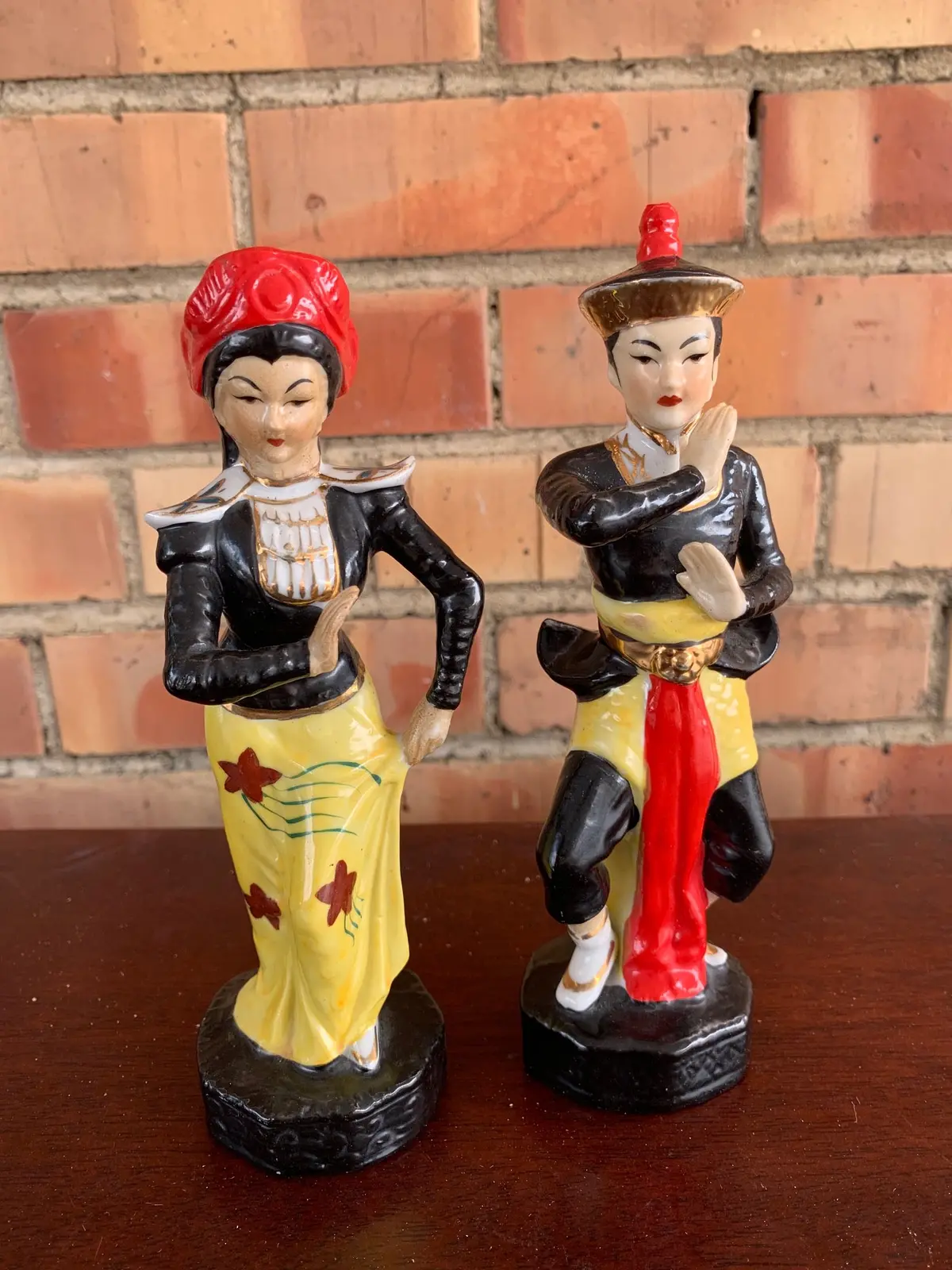 Pair Of Japanese Black Red And Yellow Figures 1