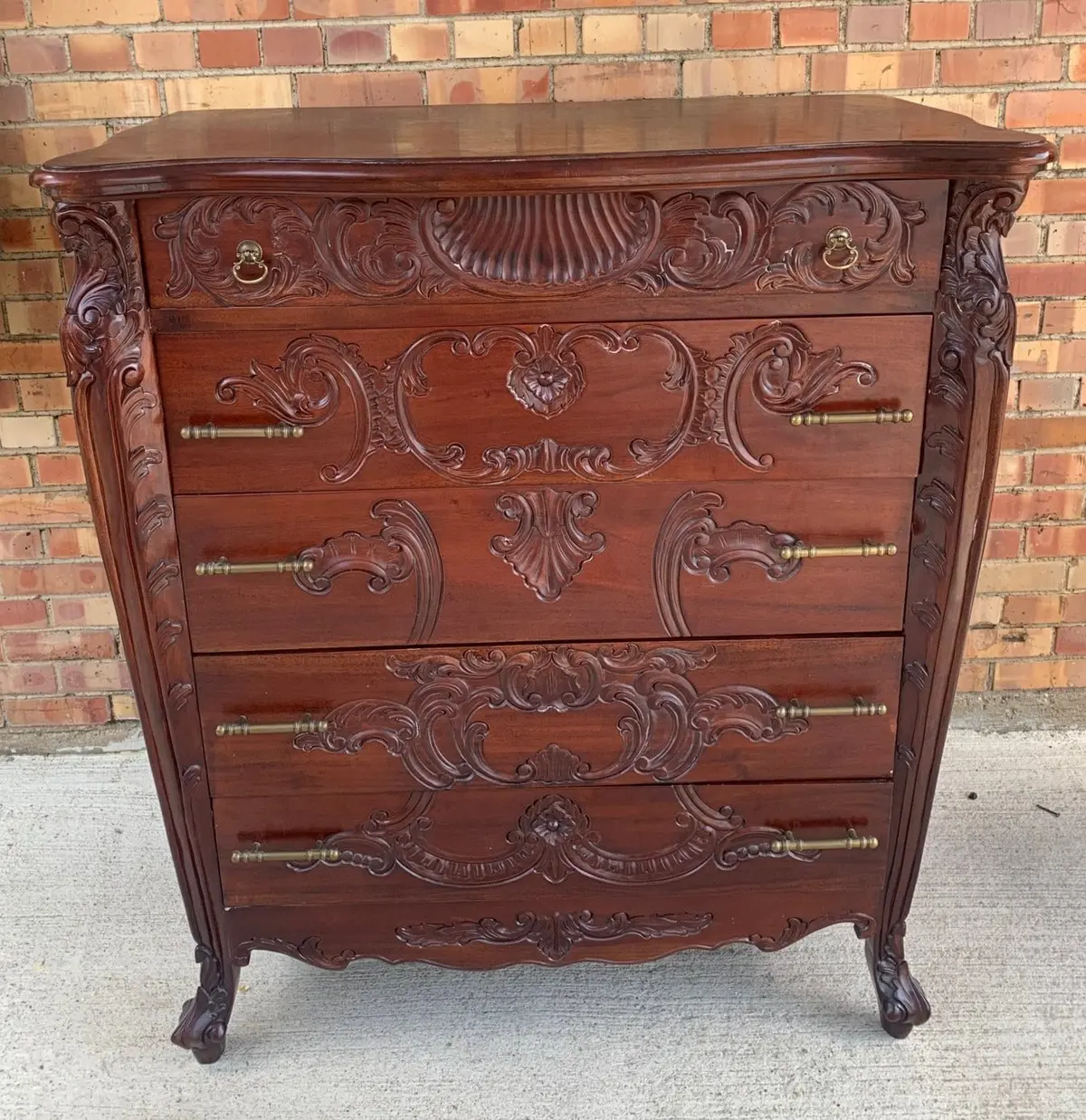 Mahogany Ornate Carved High Boy 1