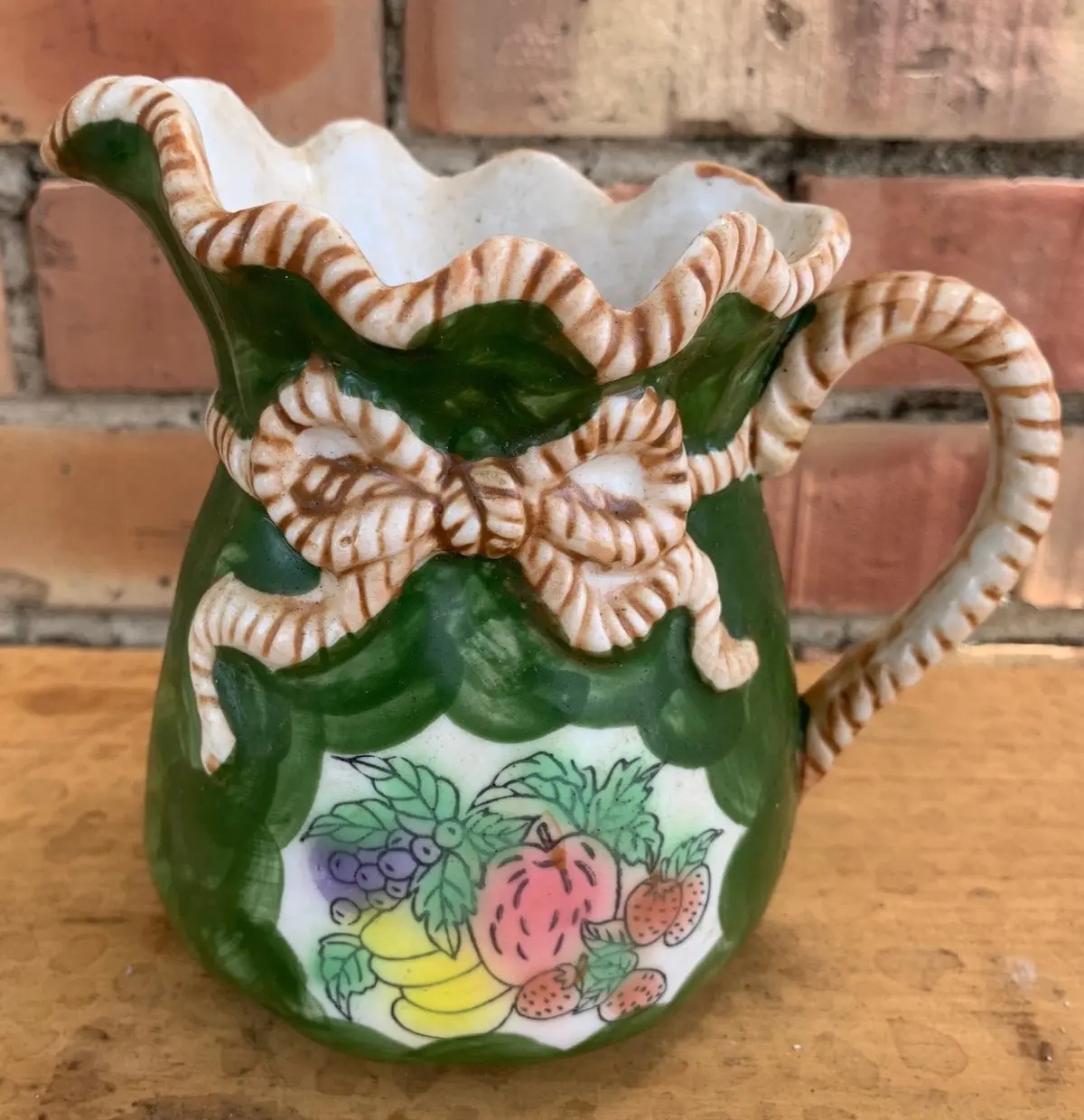 Ceramic Green And White Pitcher 1
