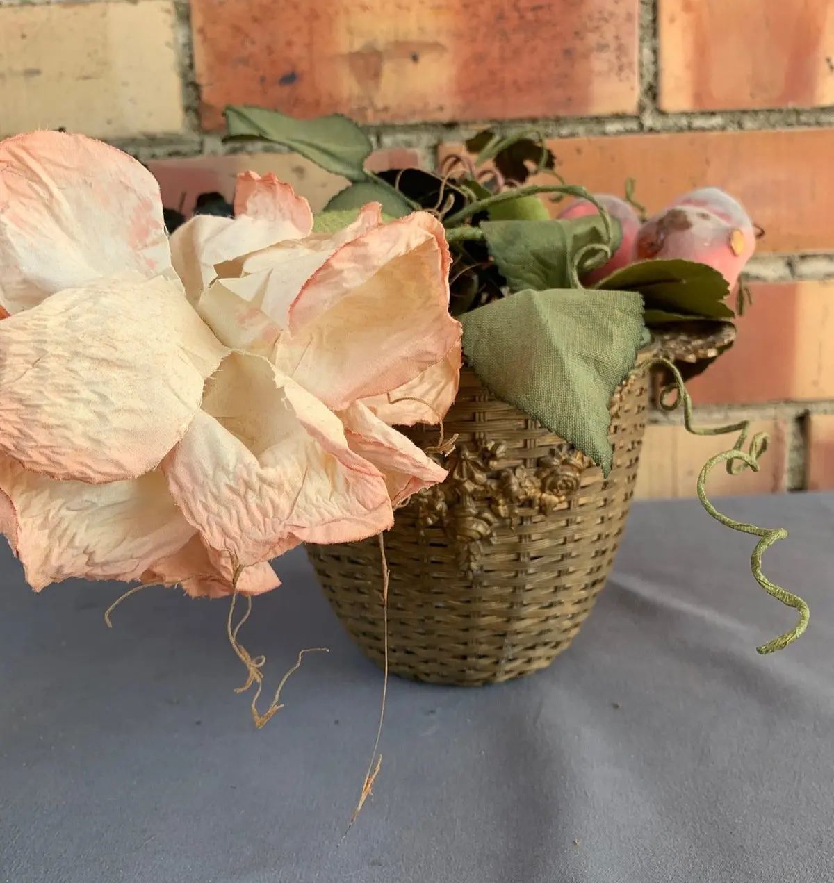 Small Brass Basket With Arrangement 1