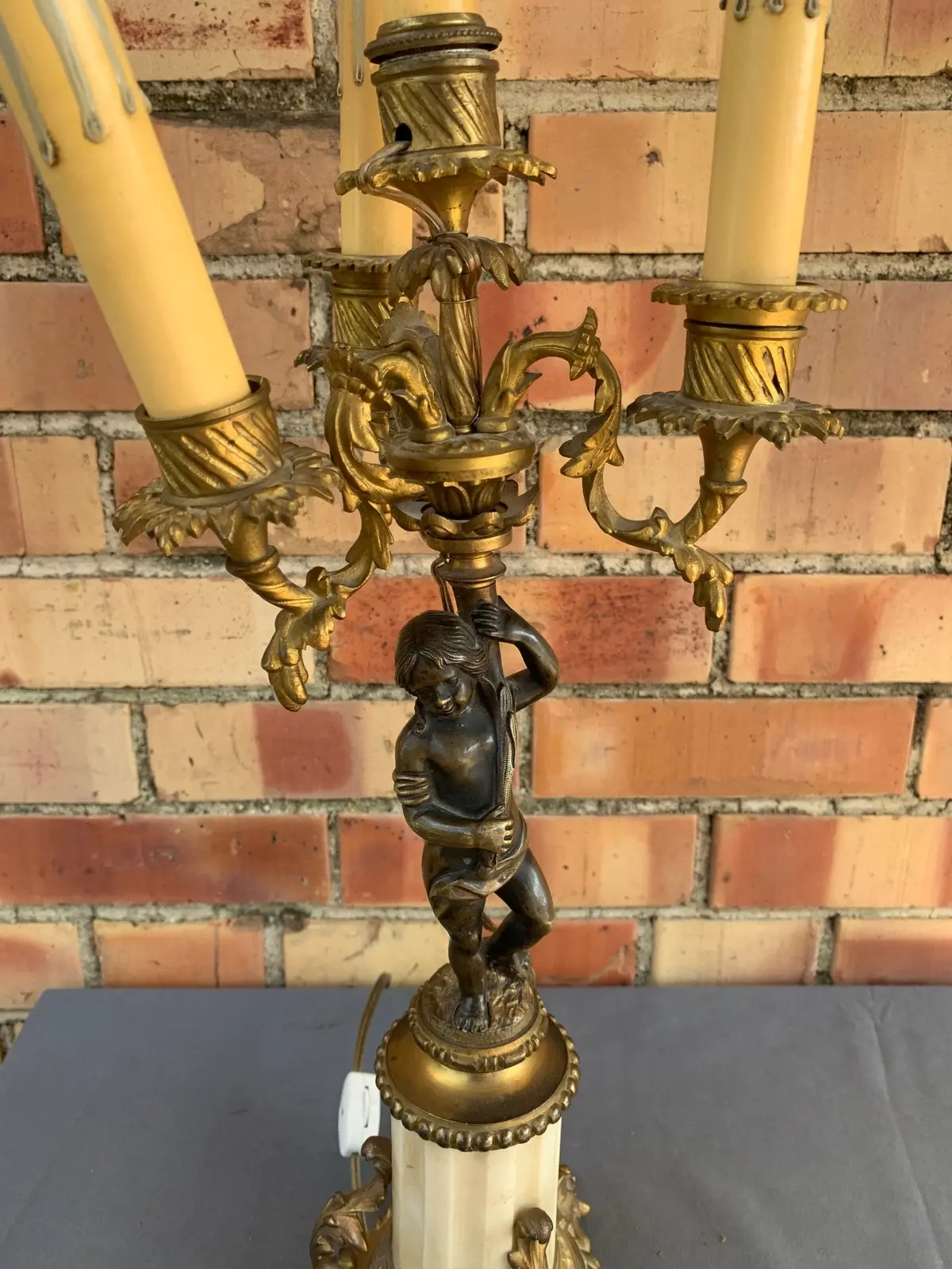 Broken Figural Brass Putti Lamp 1