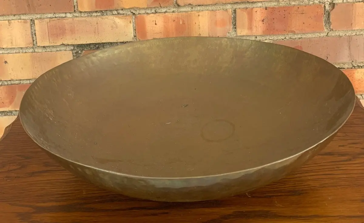 Large Hammered Brass Bowl 1