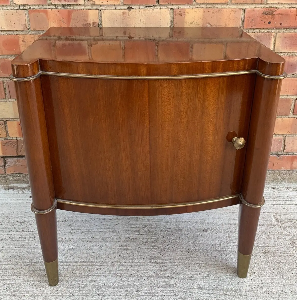 Modern Bow Front Mahogany Nightstand 1