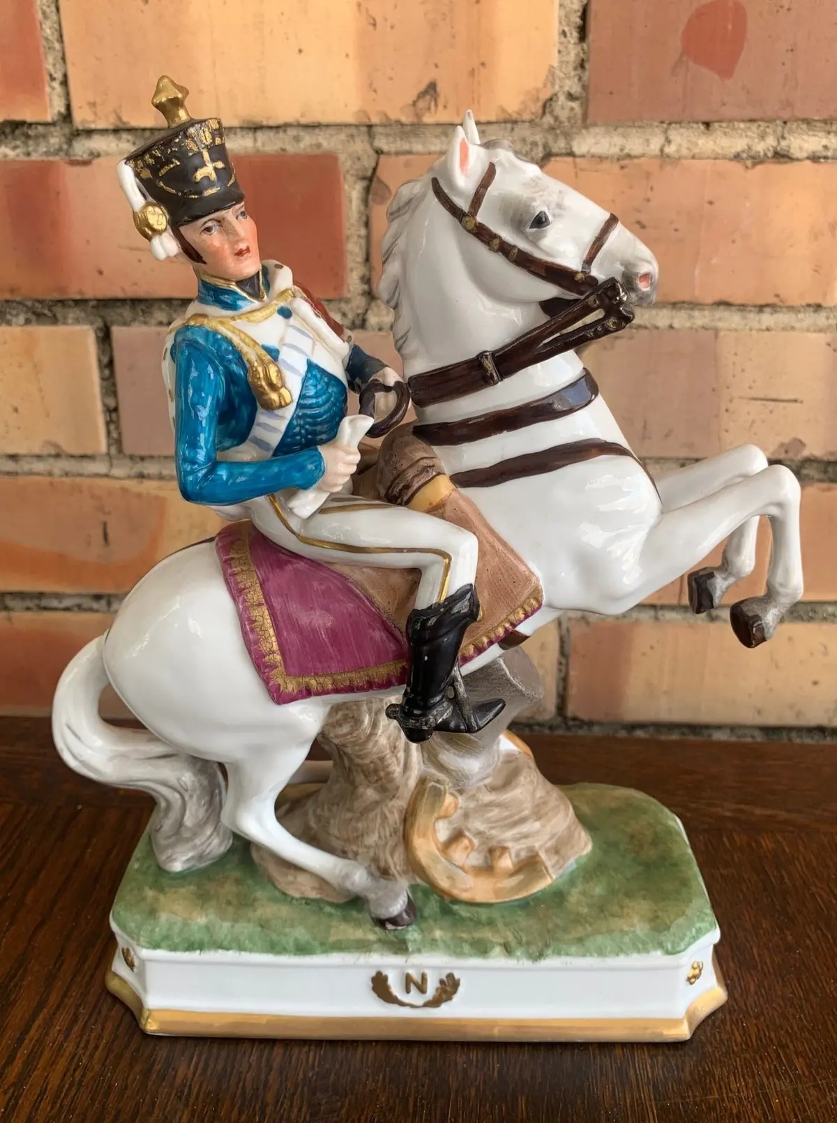 Porcelain Blue Coat Soldier On Horse Statue 1