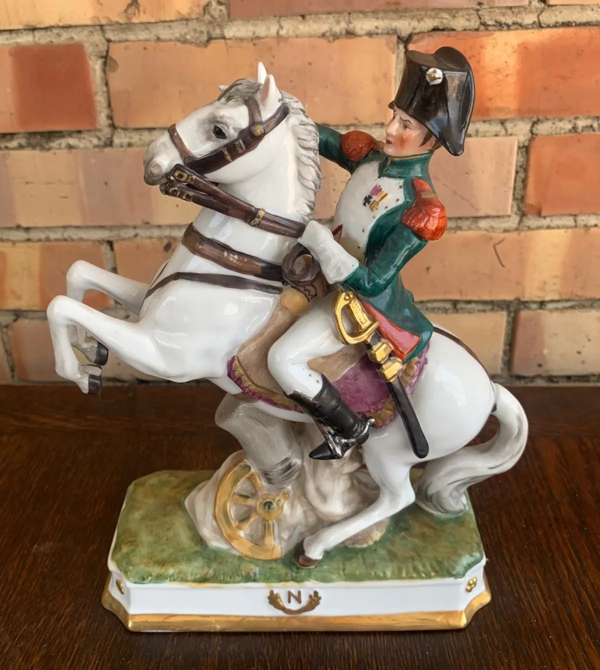 Porcelain Green Coat Soldier On Horse Statue 1