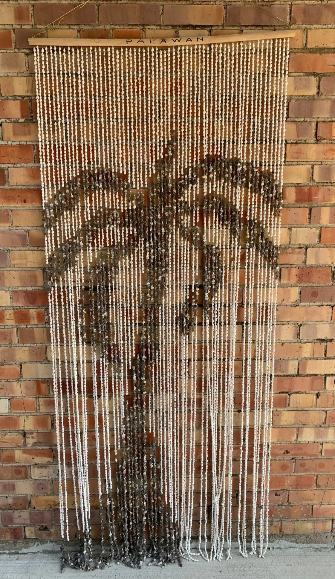 Large Palm Tree Design Shell Beaded Door Curtain - As Found 1