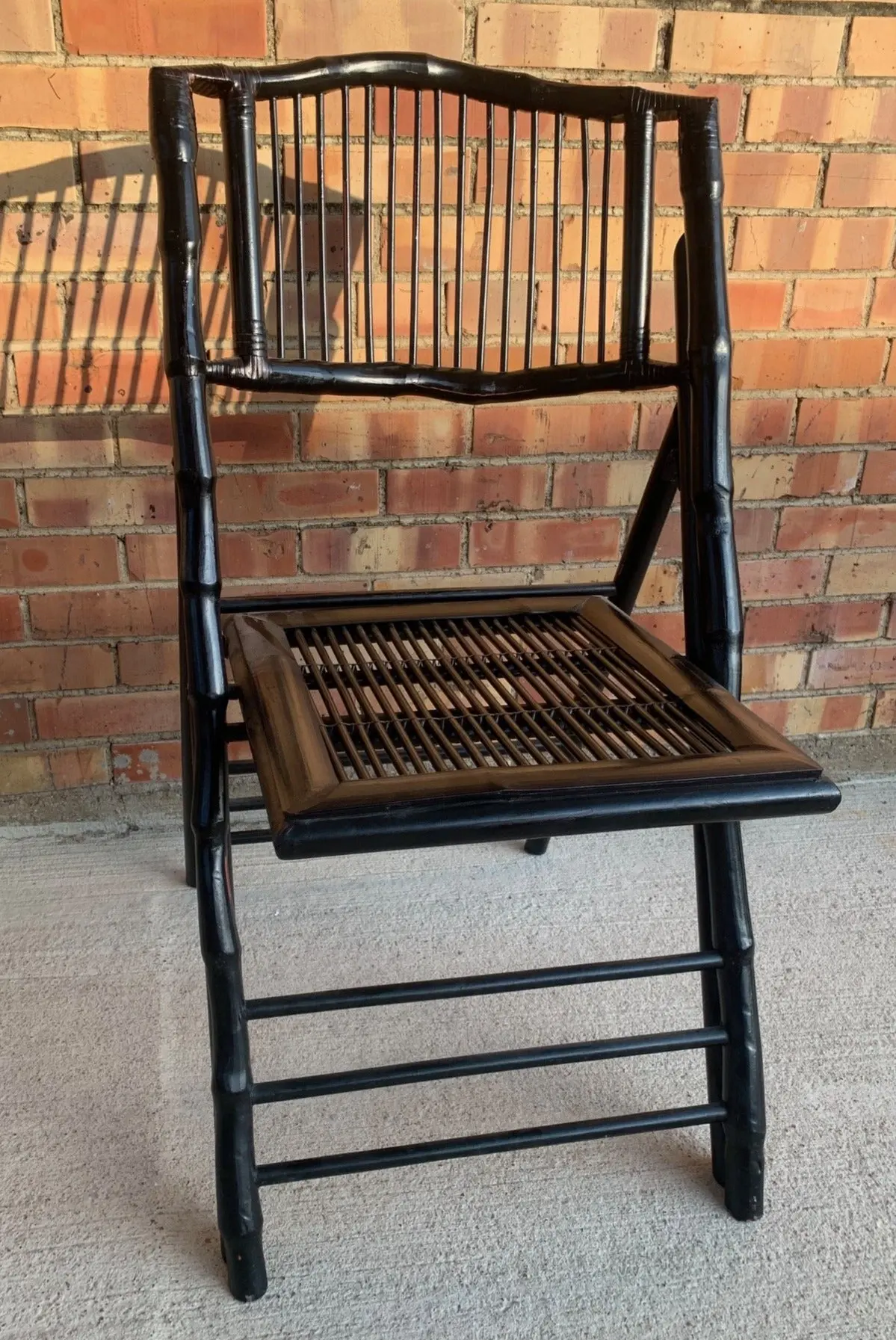 Black Painted Bamboo Folding Chair 1