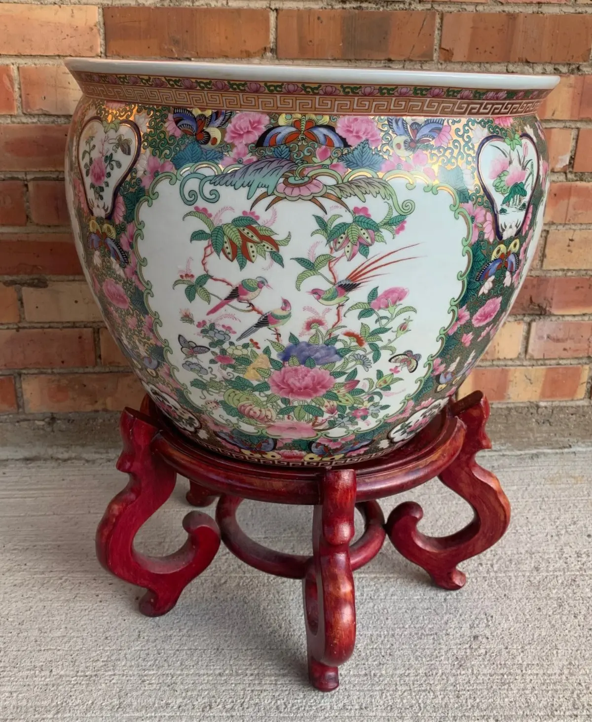 Large Colorful Fish Bowl On Stand 1