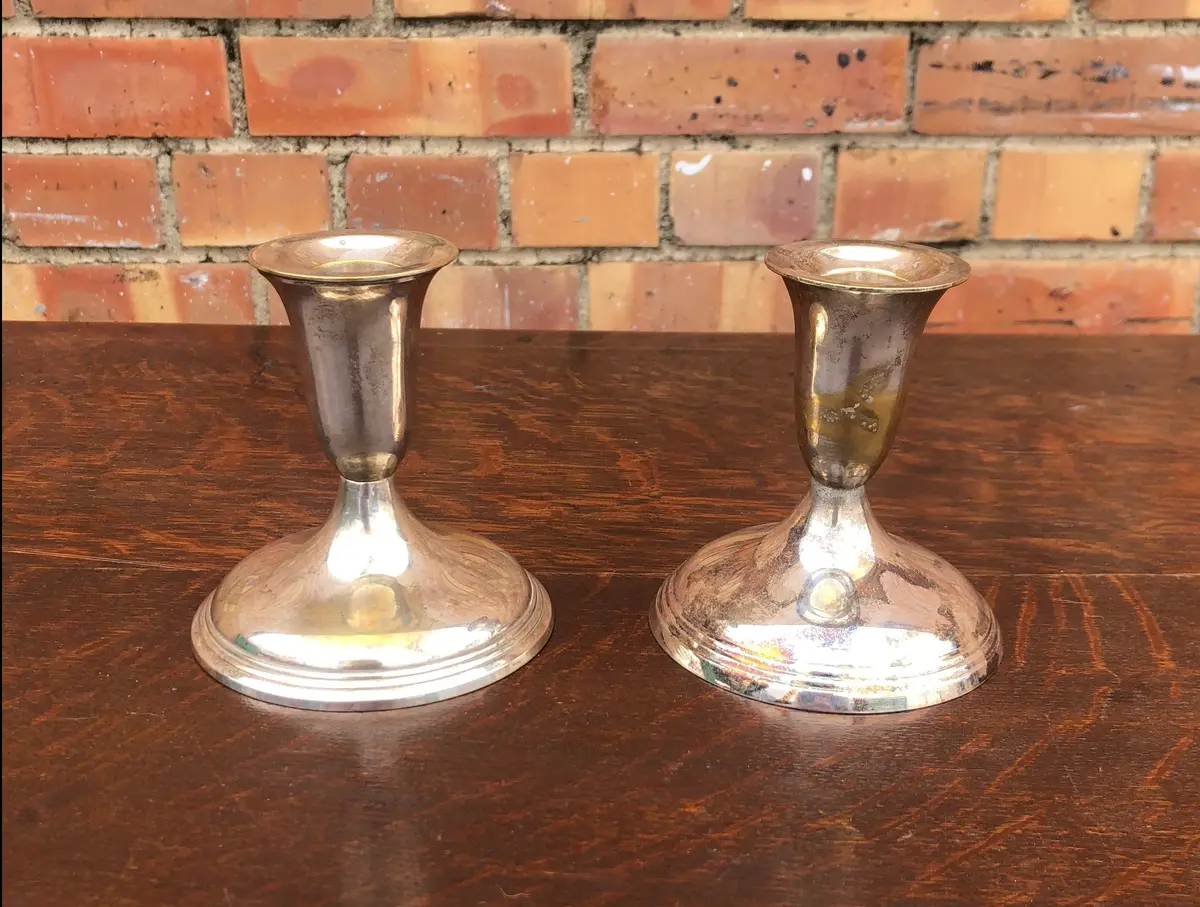 Pair Of Silver Plate Candlesticks 1