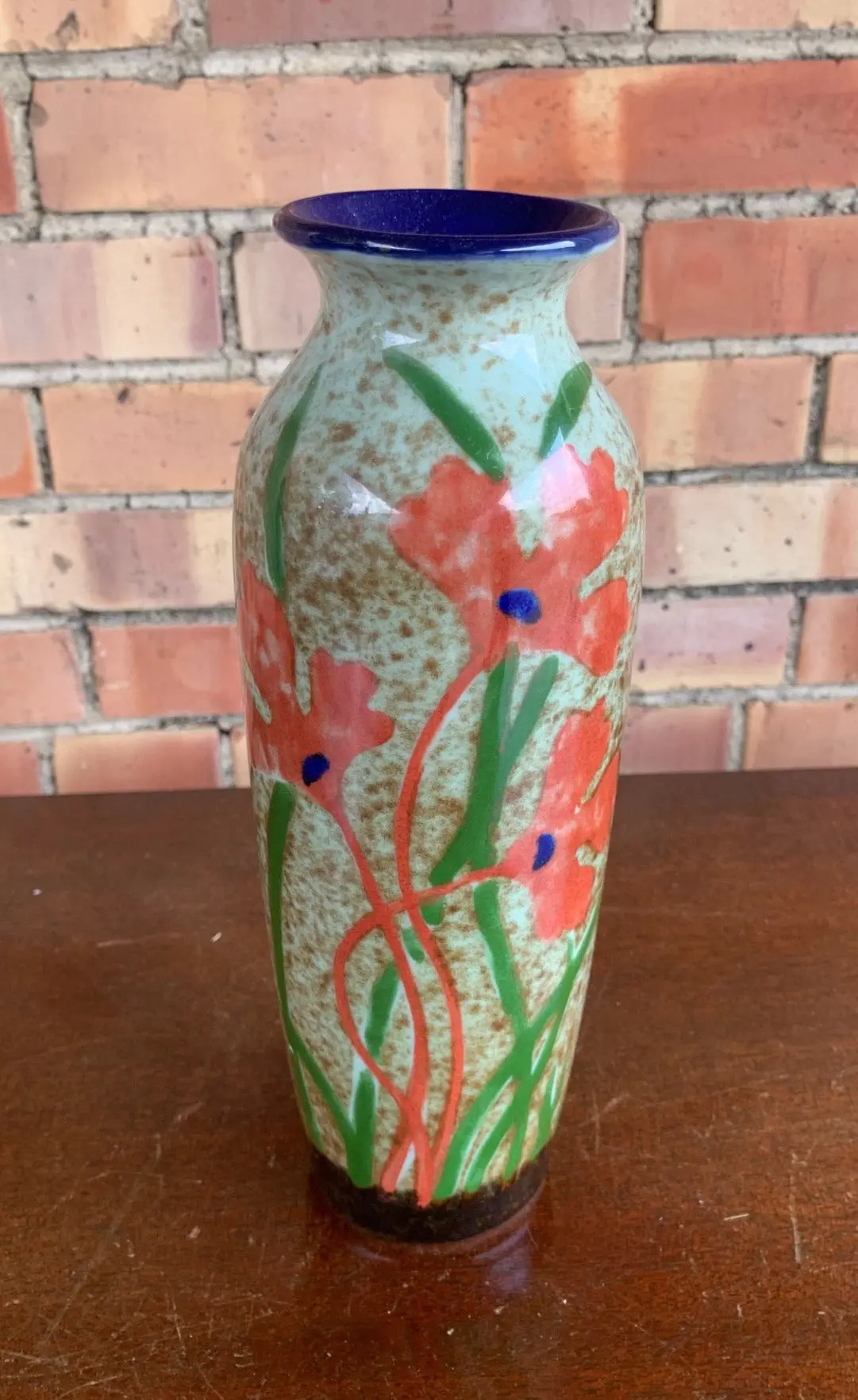 Slender Painted Vase With Coral Flowers 1