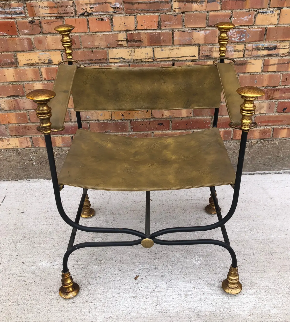 Campaign Chair With Gold Finials & Feet 1