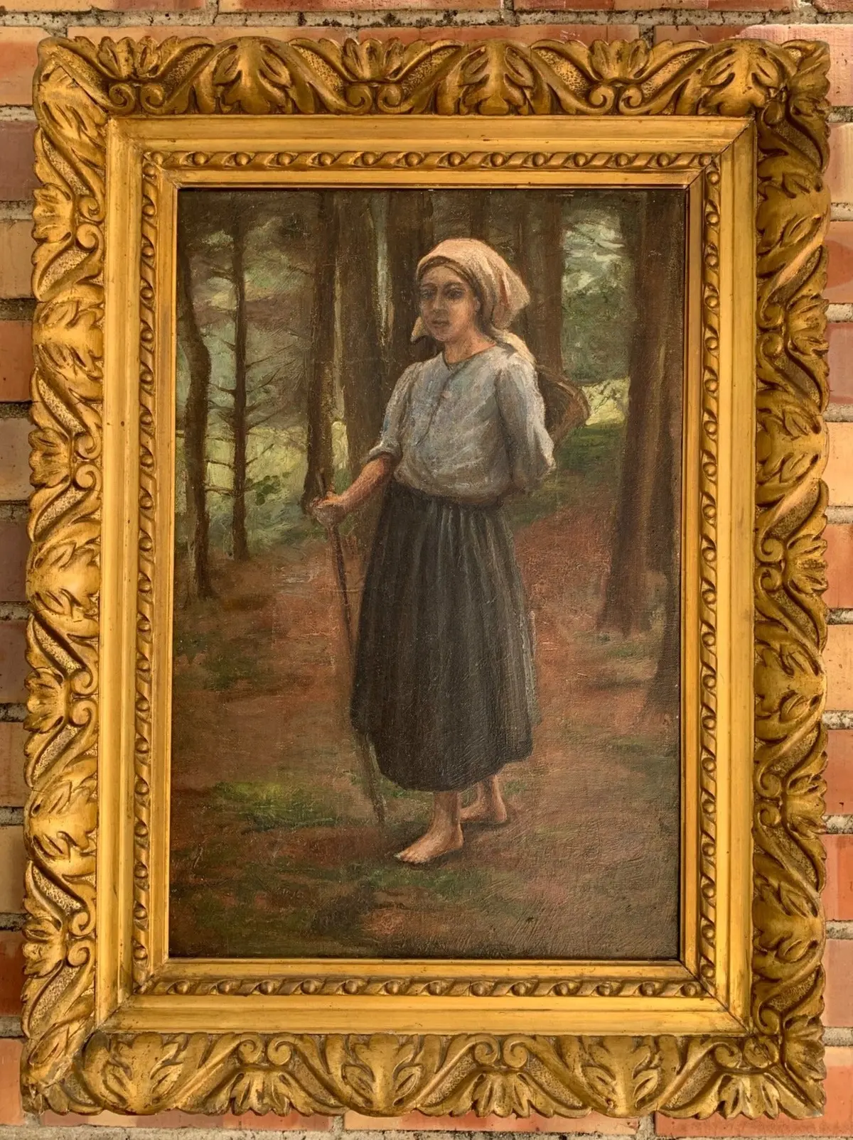 Gilt Framed Oil Painting Of Girl 1