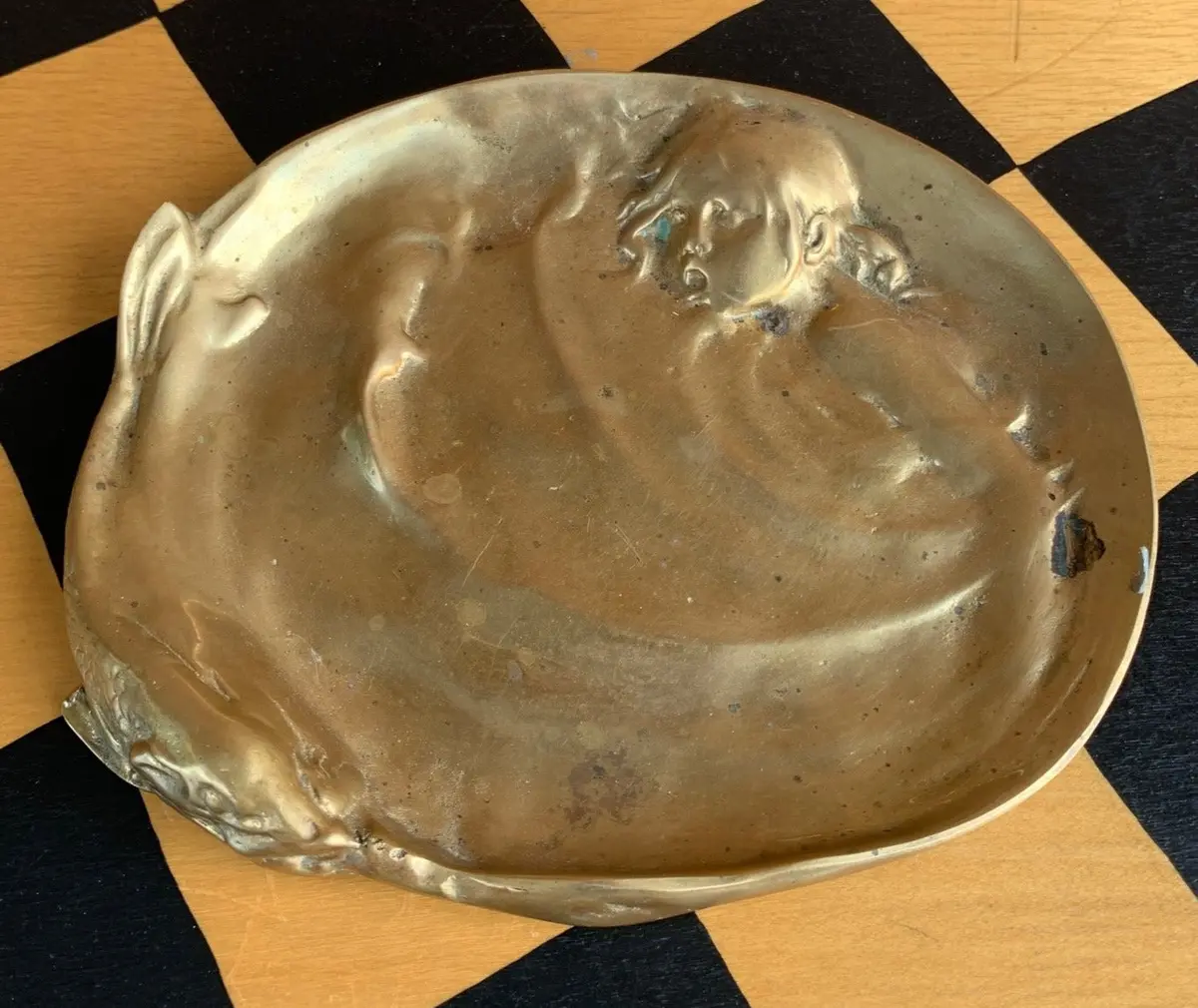 Brass Child And Dolphin Tray 1