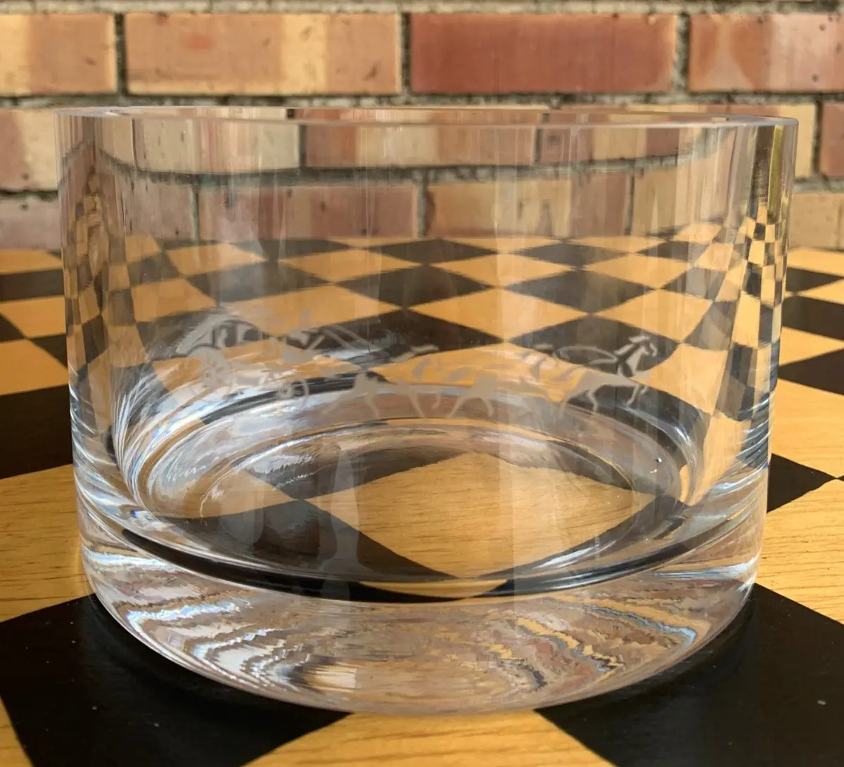 Etched Glass Coach Cylinder Vase 1