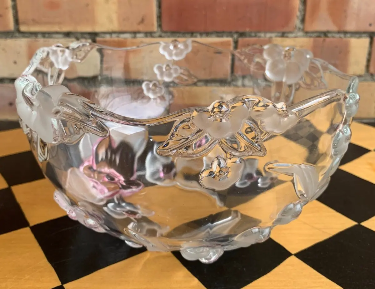 Large Floral Bowl With Pink And Raised Design 1