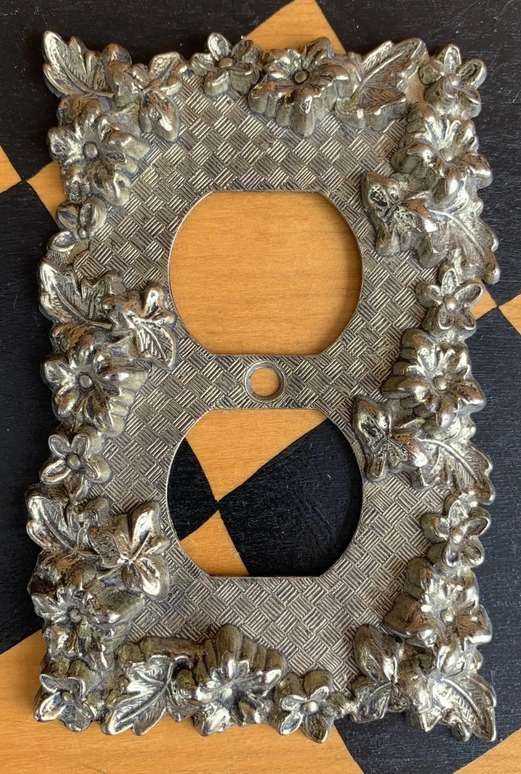 Ornate Brass Electrical Back Plate 1