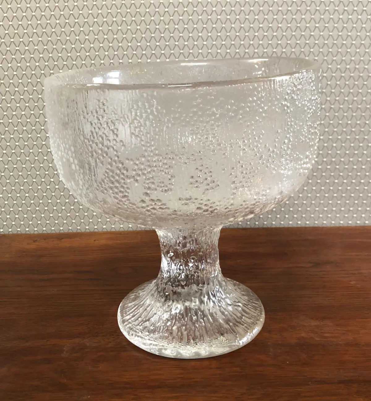Heavy Fosted Glass Footed Compote 1