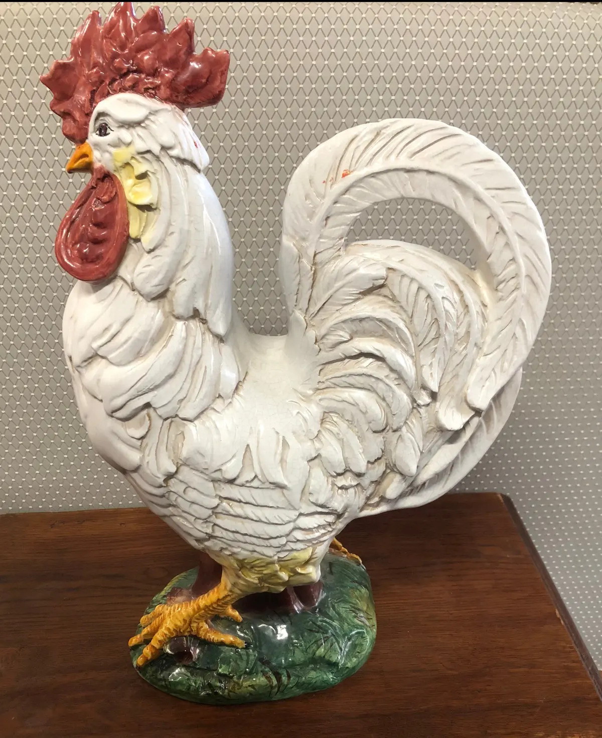 Large Ceramic Colorful Rooster As Found 1