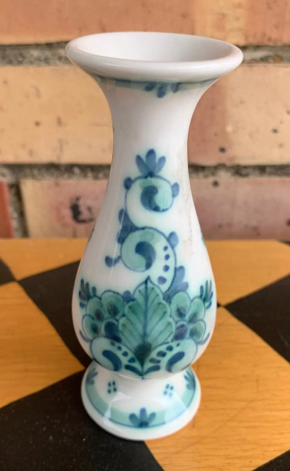Tiny Teal And White Vase 1