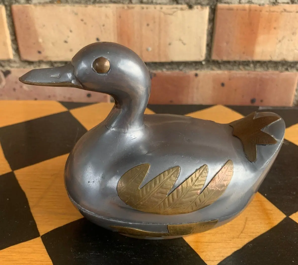 Pewter And Brass Duck Box 1