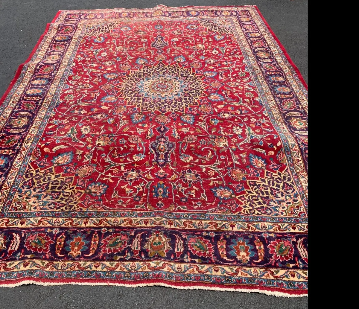 Huge Red And Blue Hand Knotted Persian Rug - Needs Cleaned 1