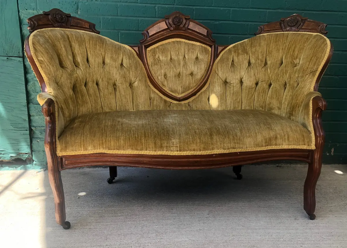 Small Children's American Walnut Victorian Settee 1