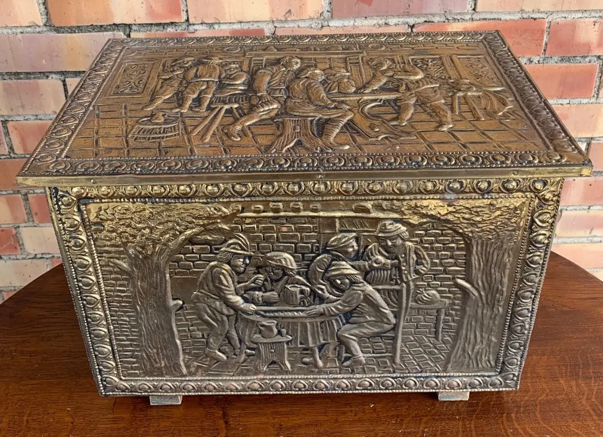 Hammered Brass Coal Hod 1