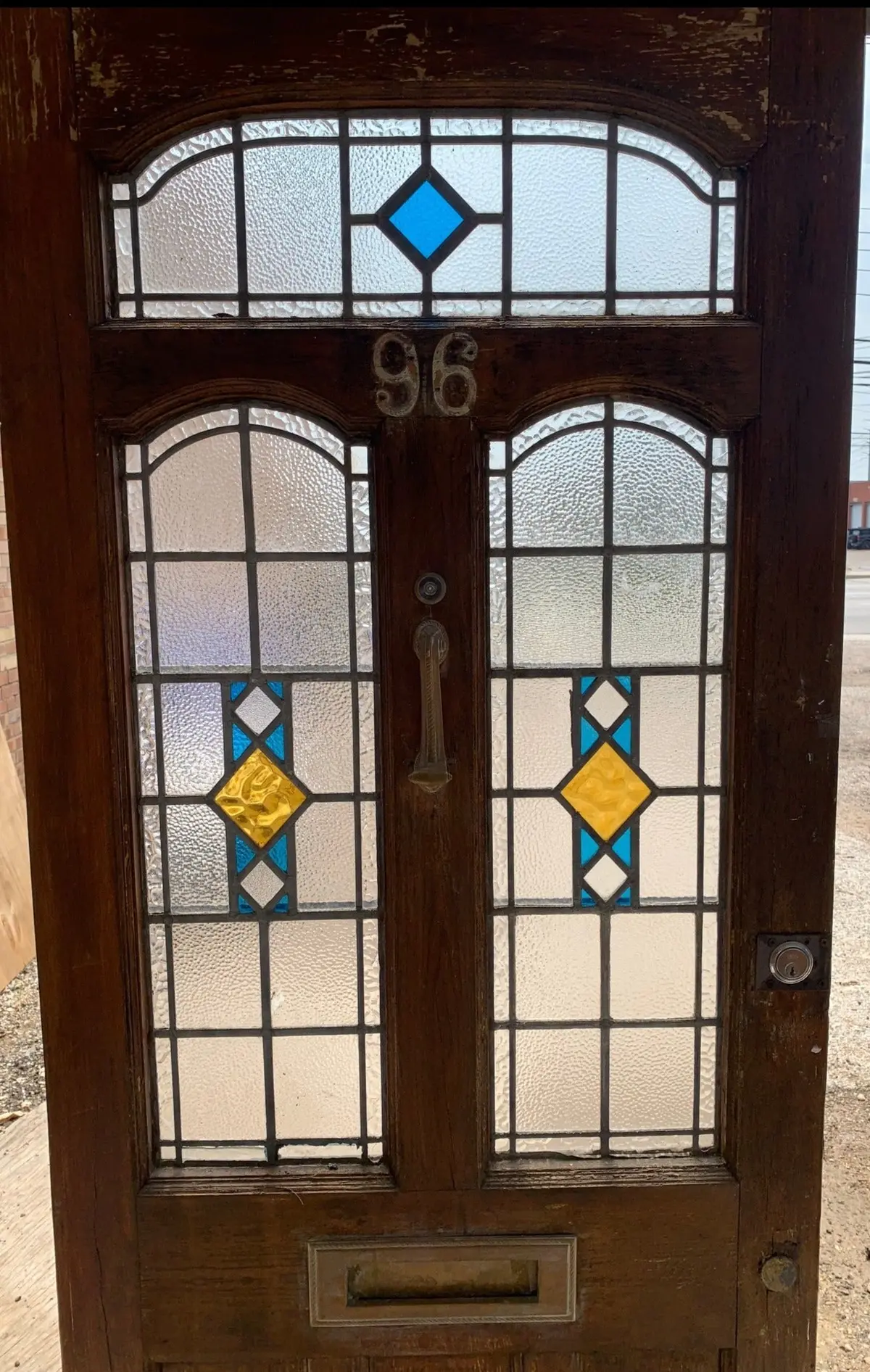 Vintage Door With Stained Glass Insert 1