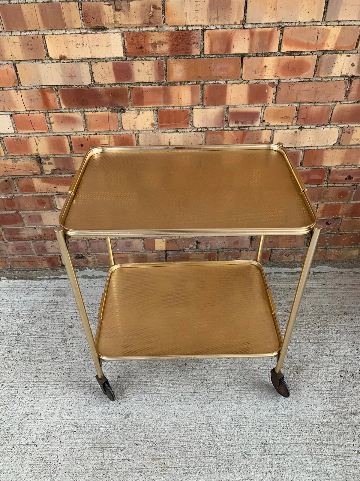 Rose Gold Metal Rolling Bar Cart 1