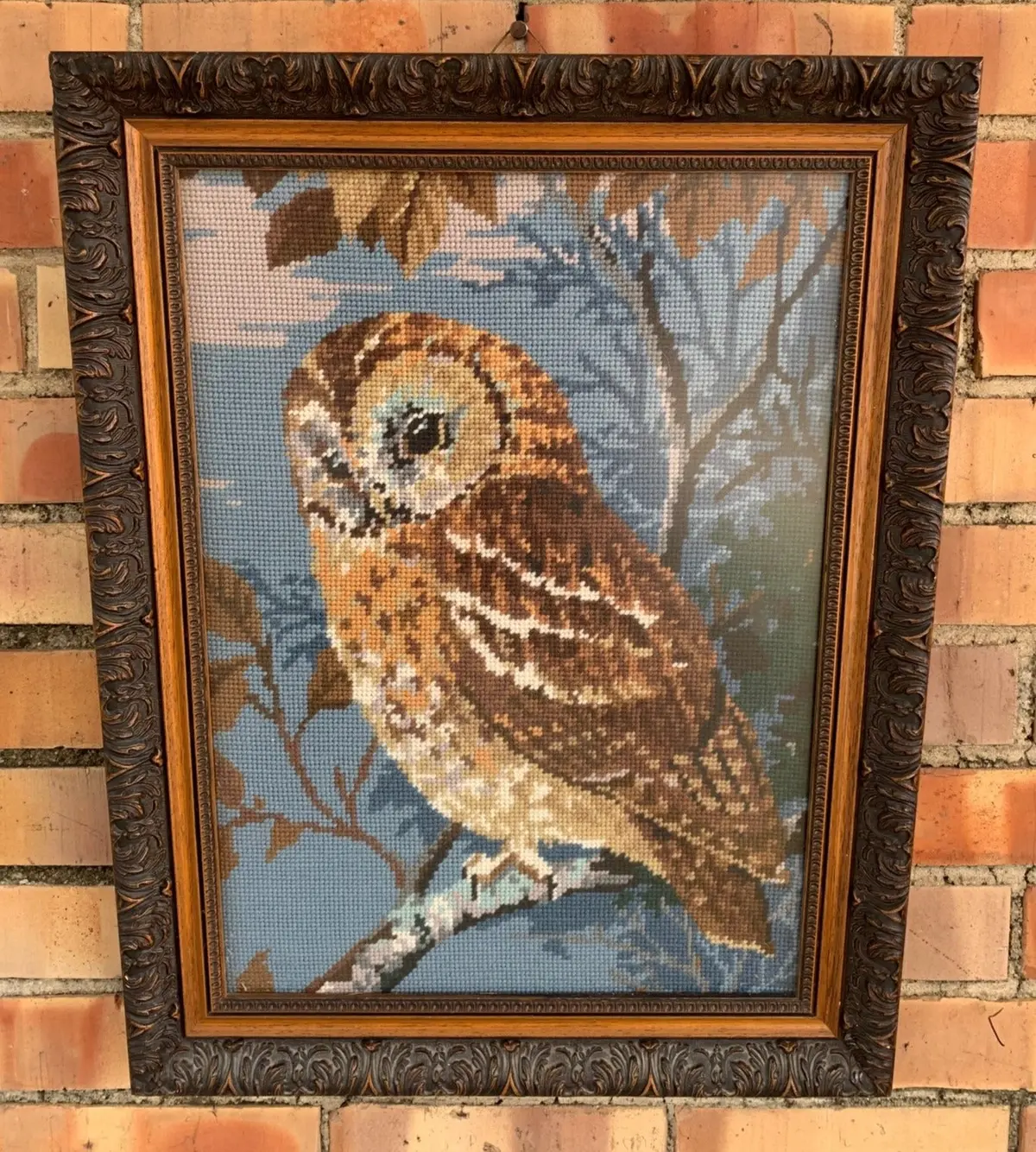 Framed Owl Needlework 1
