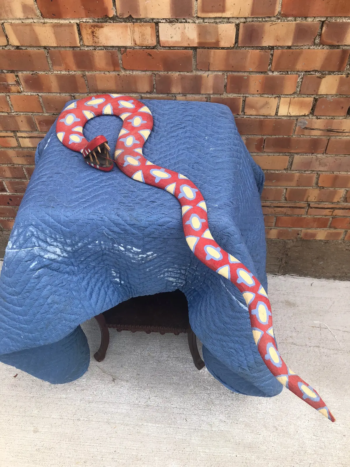 Painted Wooden Art Snake 1