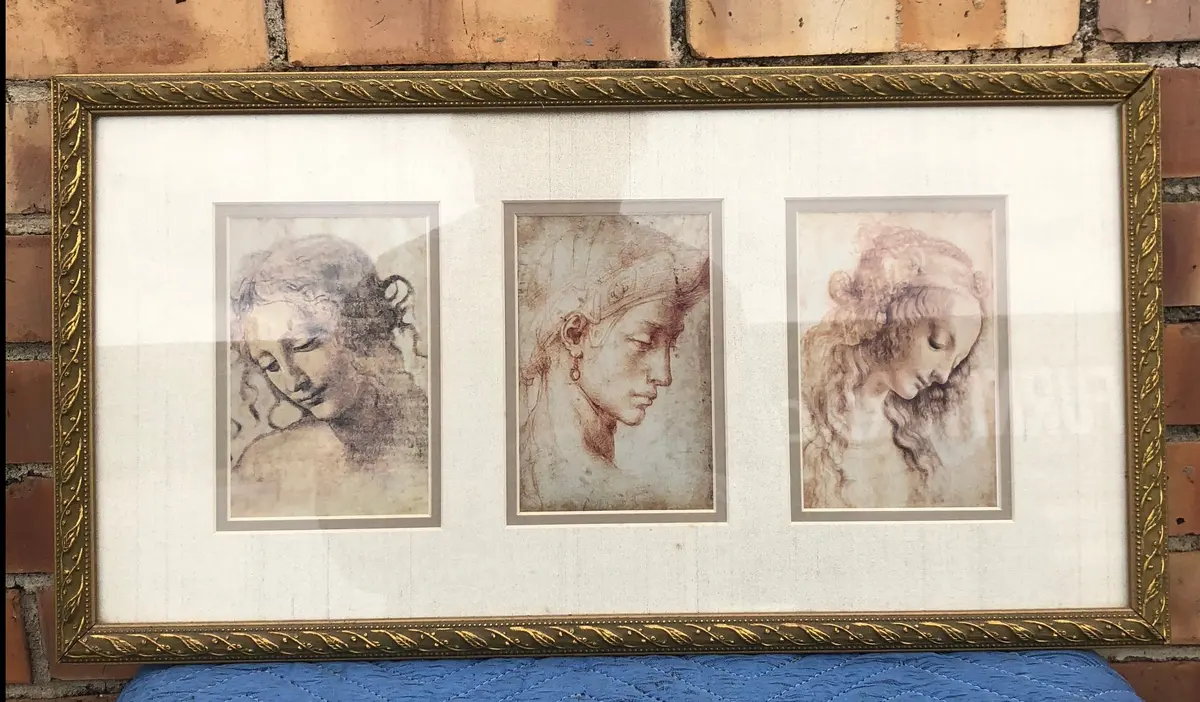 Framed Three Renaissance Portrait Sketches 1