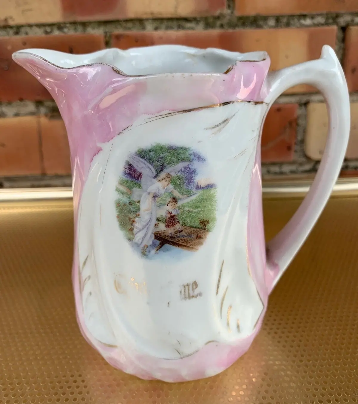 Small Pink And White Pitcher 1