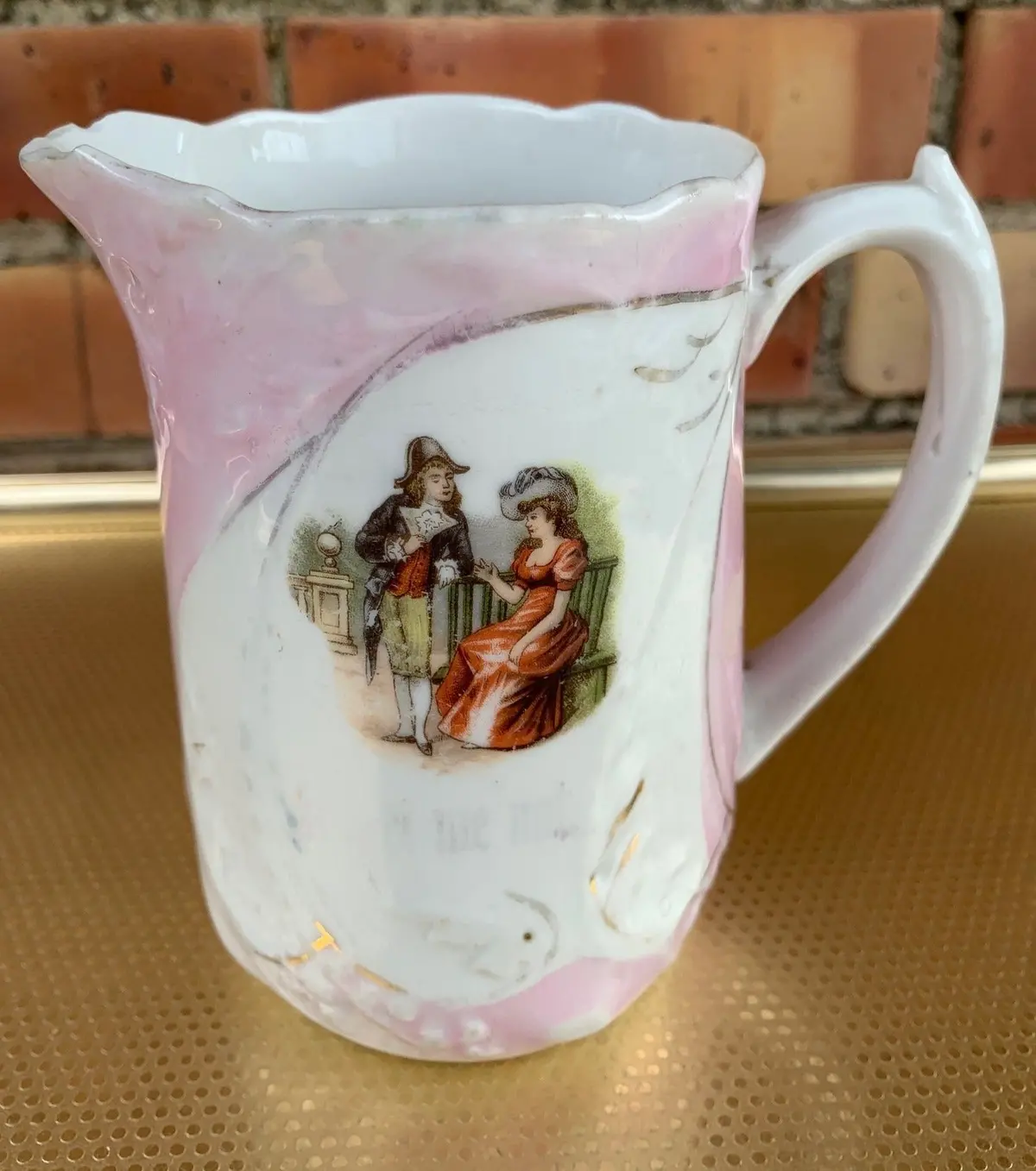 Small Pink And White Pitcher 1