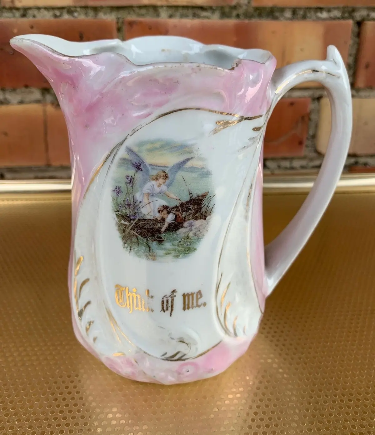 Small Pink And White Pitcher 1