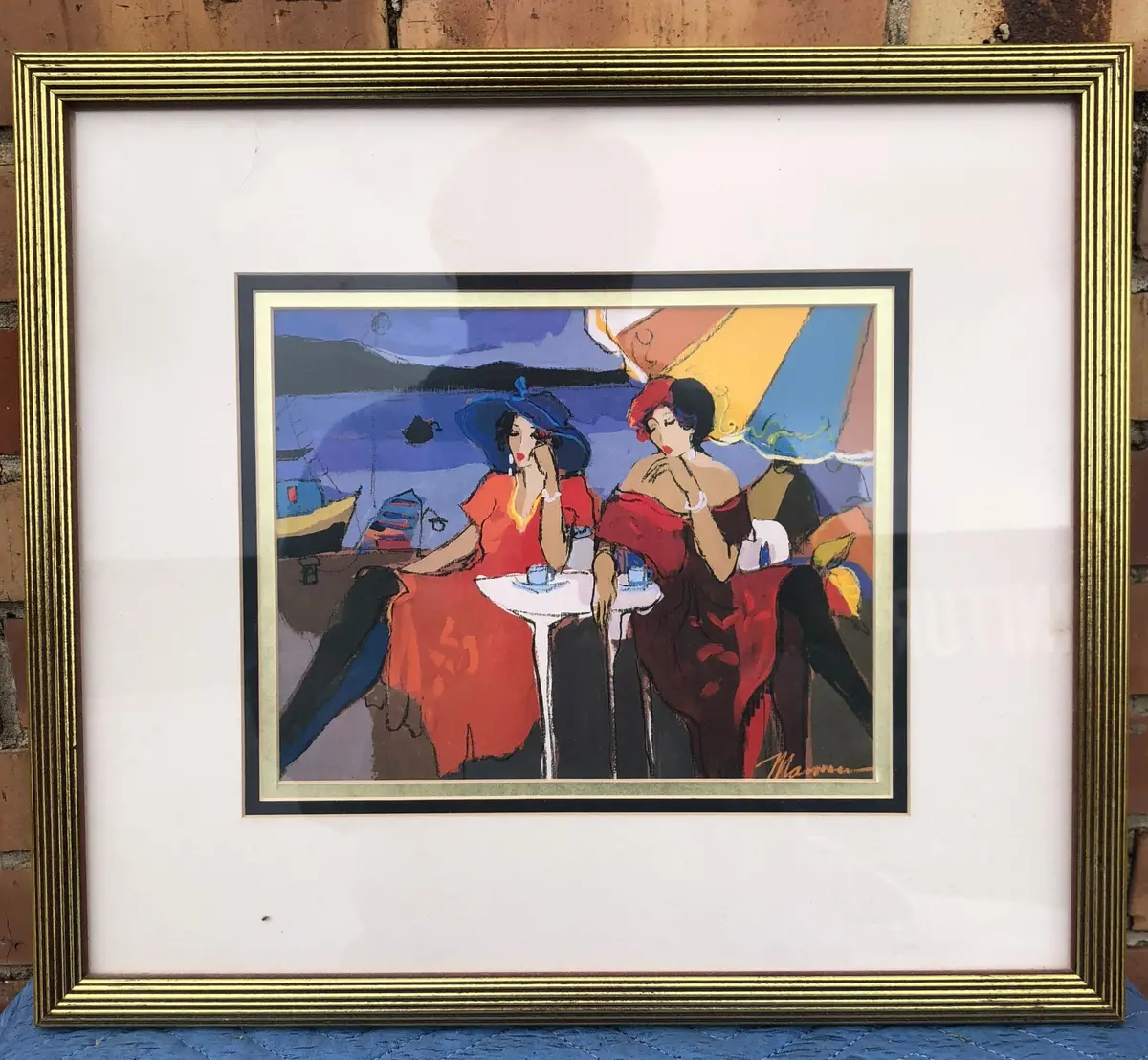 Gold Frame Print Of Two Women At Cafe 1