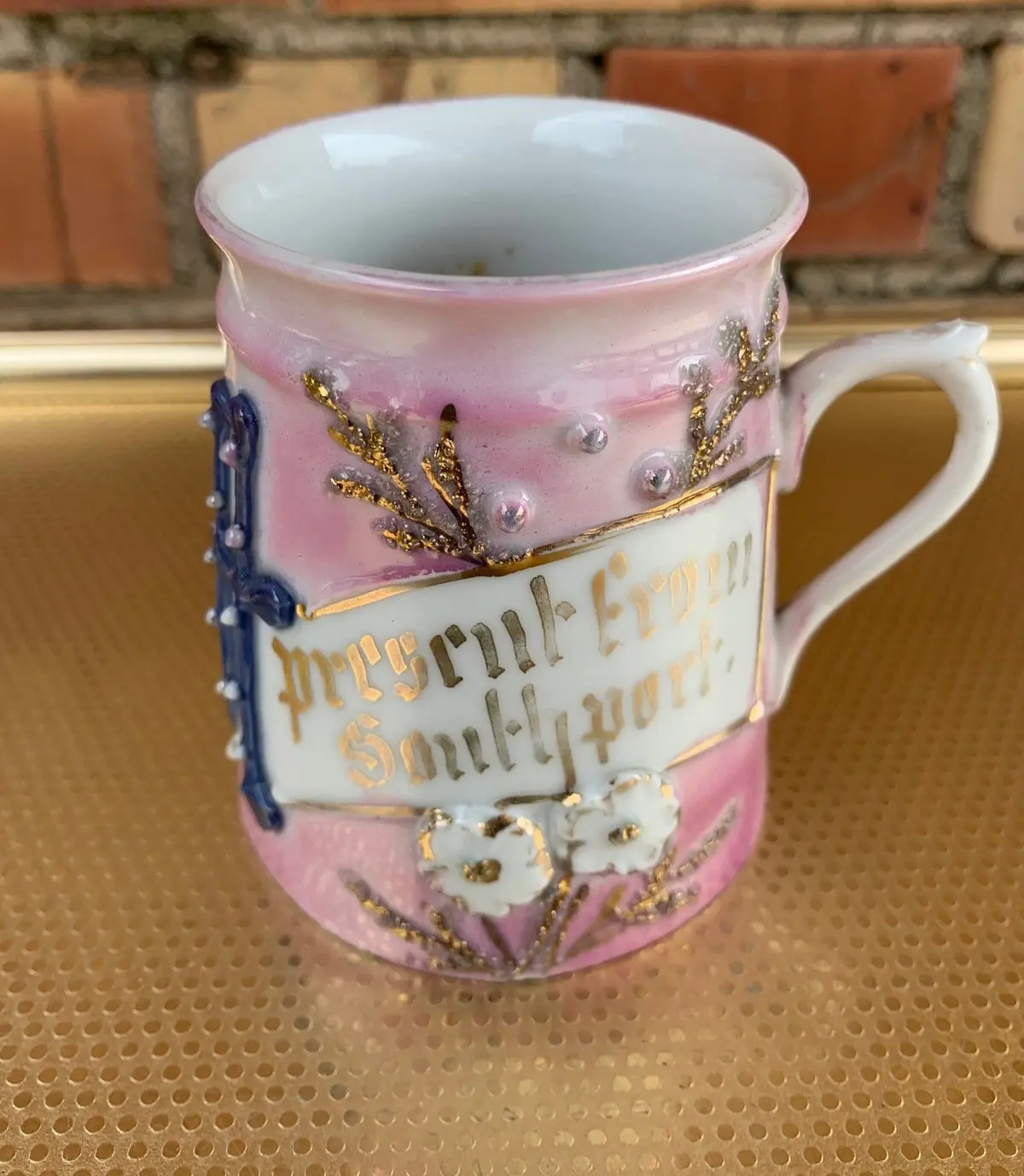 Small Pink And White Souvenier Cup 1