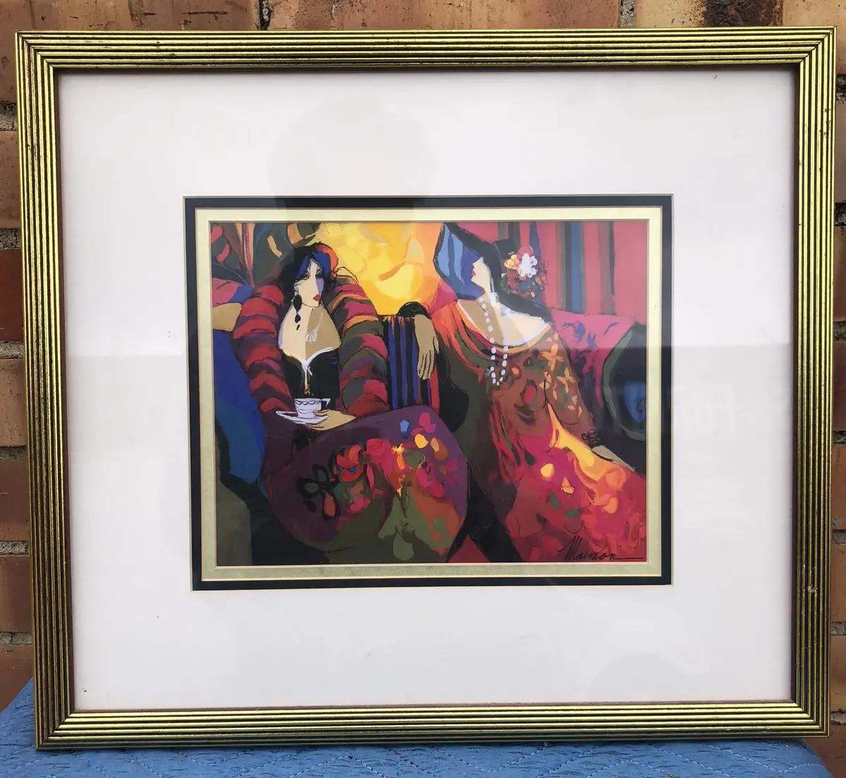 Gold Frame Print Of Two Women Lounging 1
