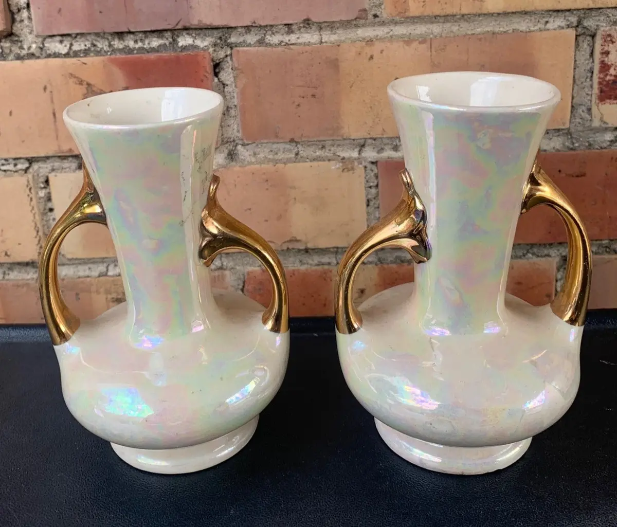 Pair Of Small Lusterware Vases 1