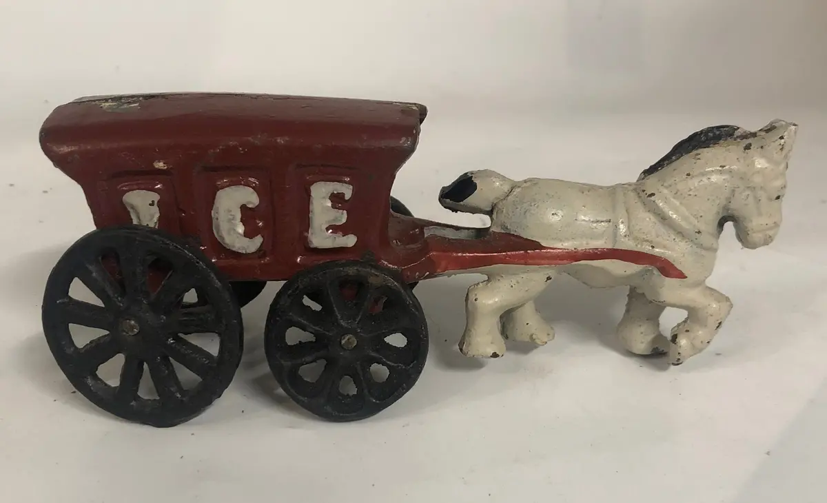 Cast Iron Reproduction Horse Drawn Ice Wagon 1