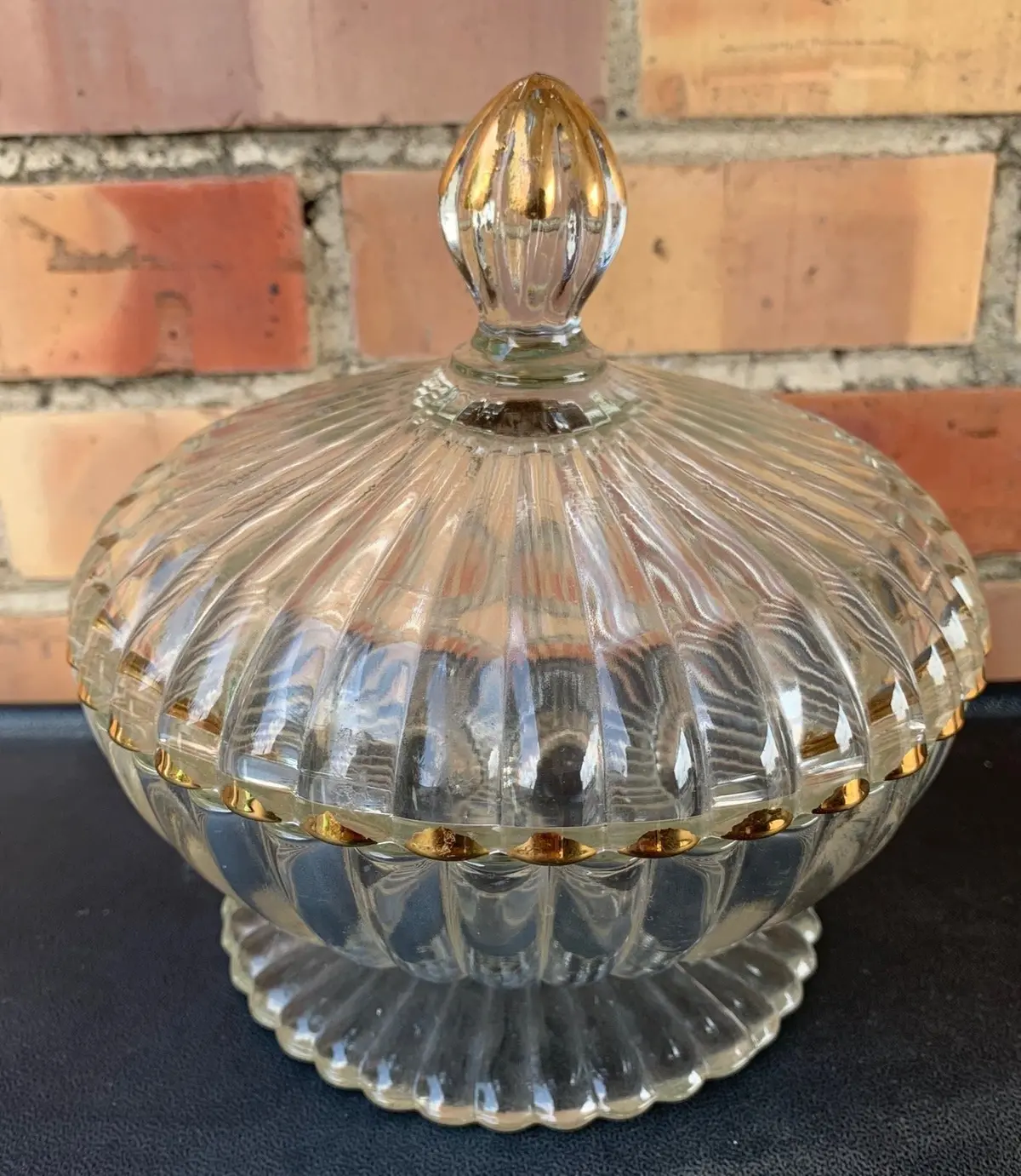 Large Glass Round Lidded Dish 1