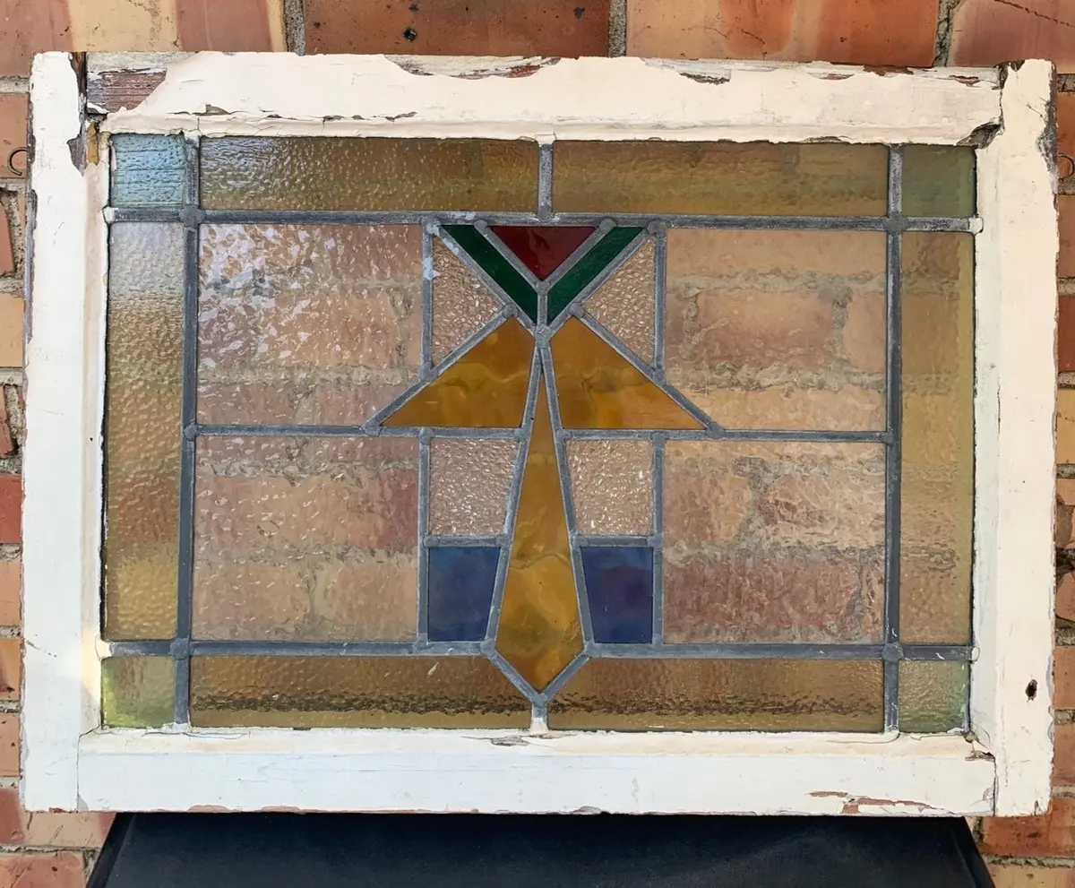 Large Art Deco Geometric Stained Glass 1