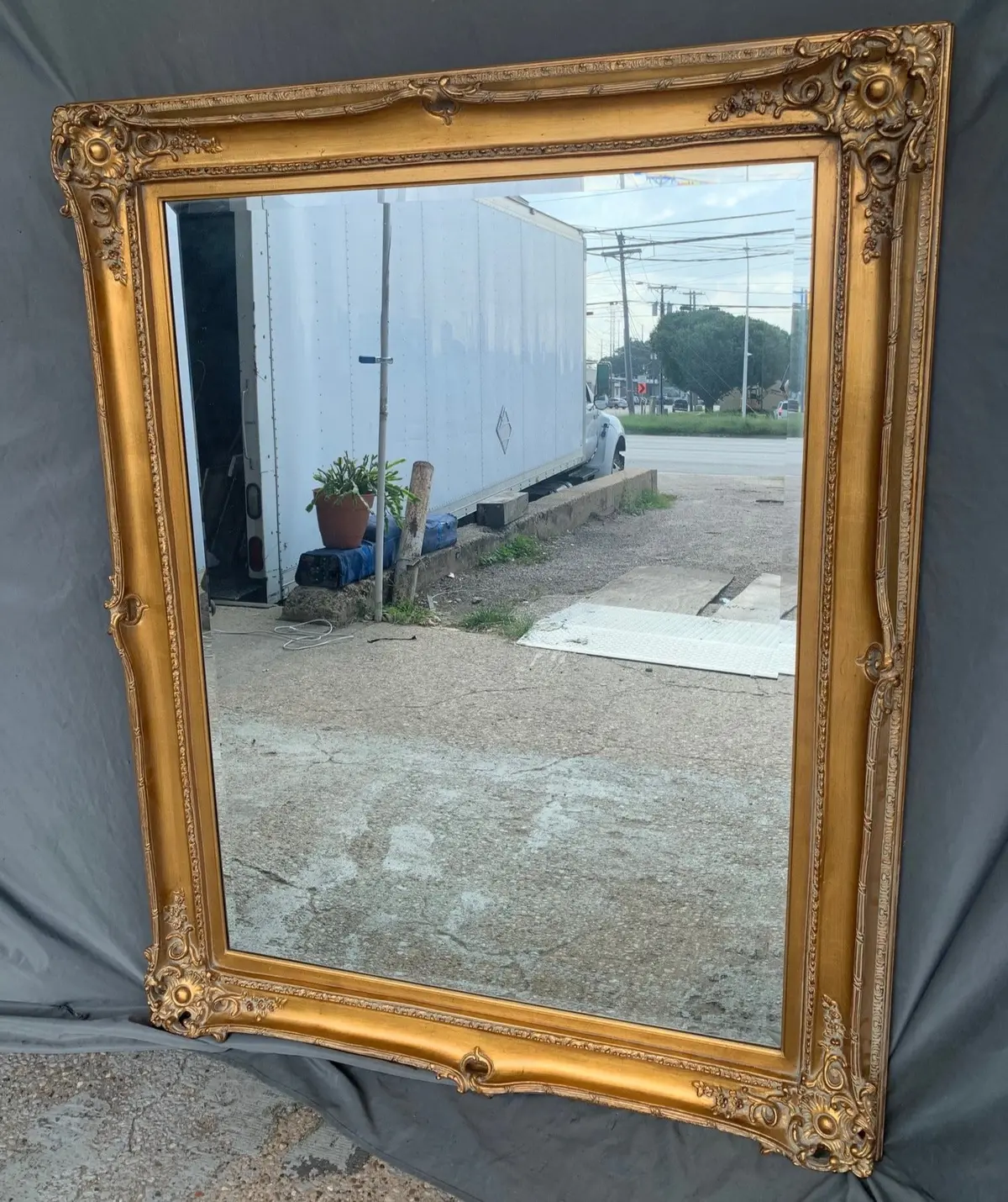 Ornate Gilt Framed Beveled Mirror 1