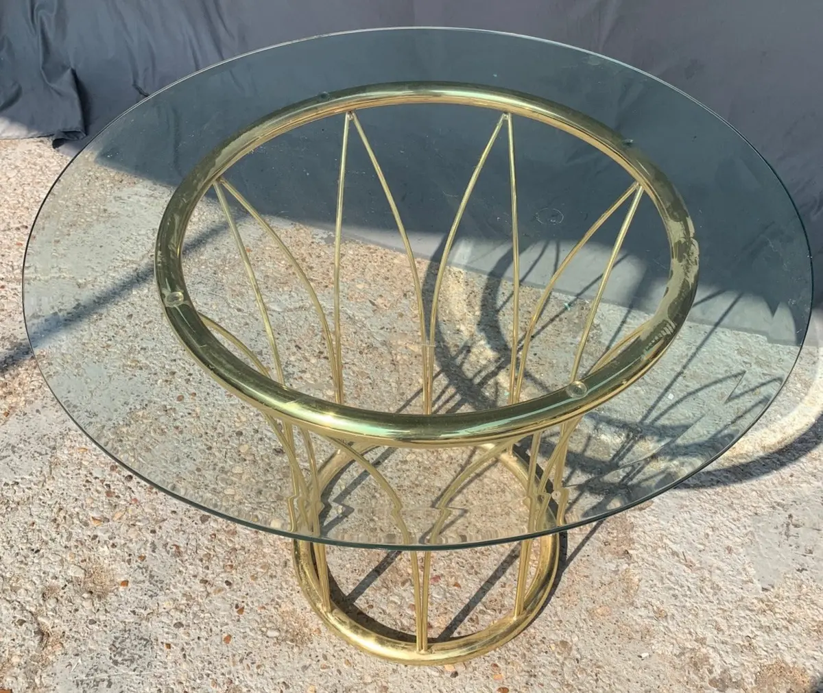 Round Glass Top Brass Table 1