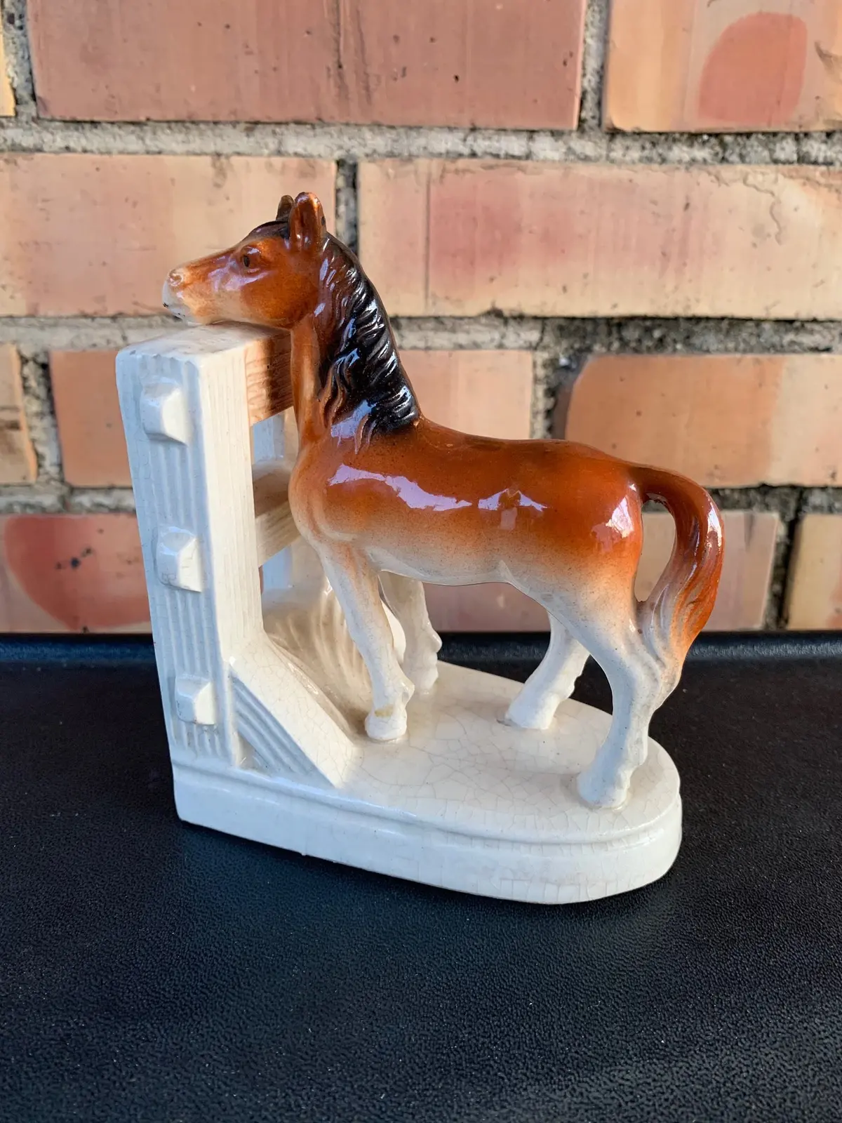 Japanese Porcelain Single Horse Bookend 1