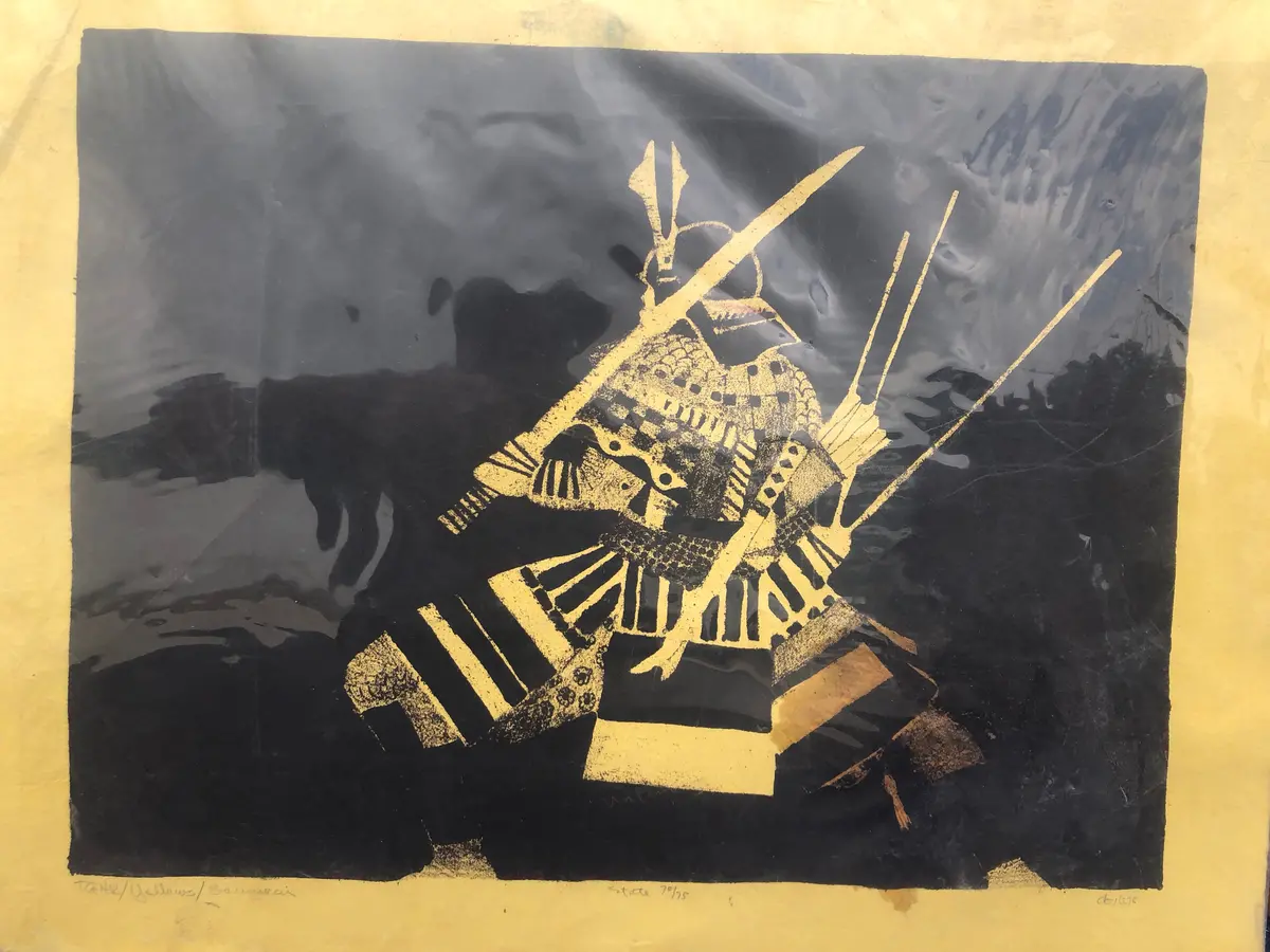 Unframed Asian Woodblock Of Samurai - #70 Of 75 1