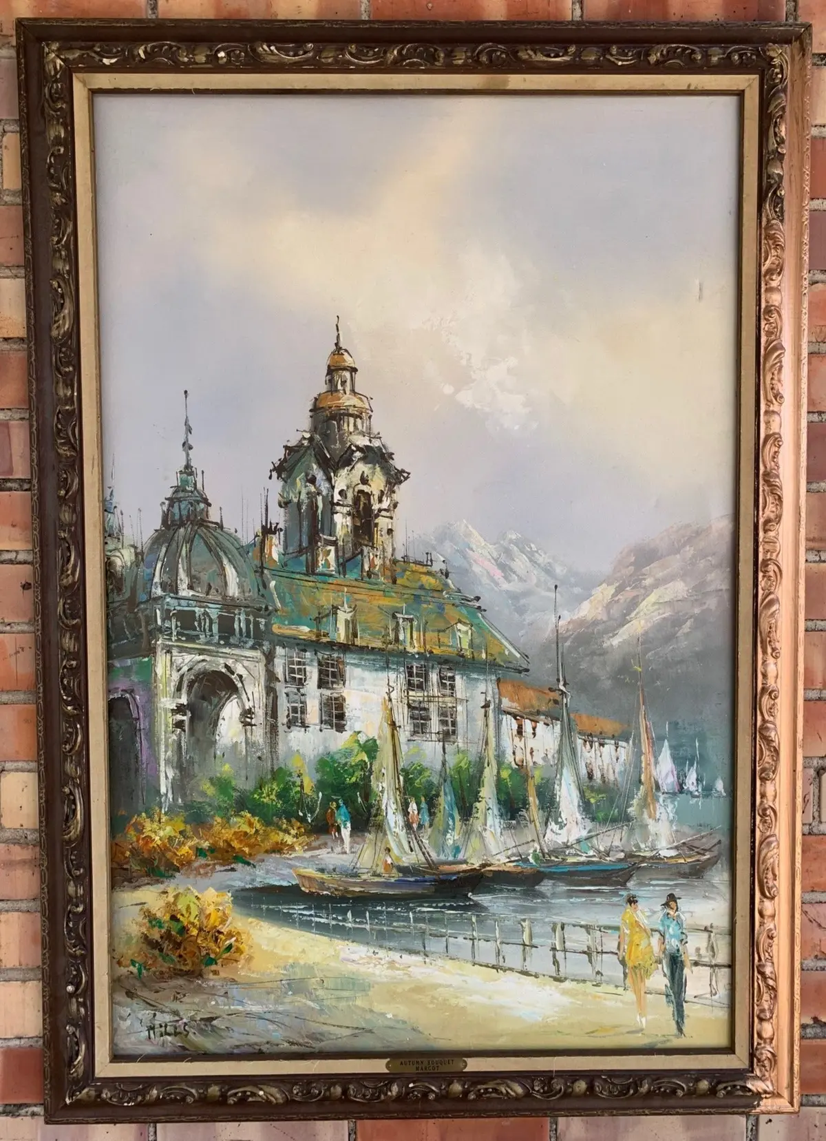 Large Vertical Frame With As Is 1960'S Painting 1