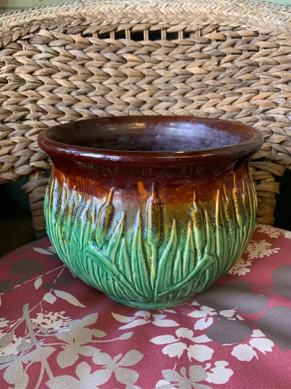 Vintage Brow6n And Green Planter 1