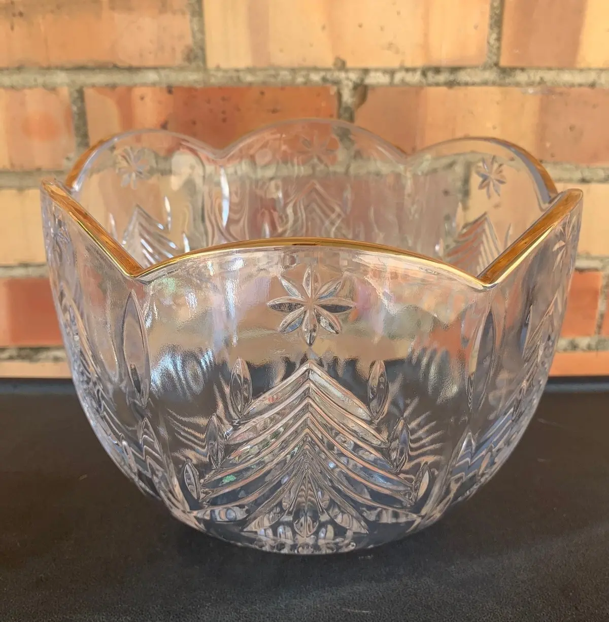 Pressed Glass Gold Trim Bowl 1